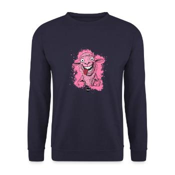 Wollig aus den Angeln gehoben - Unisex Pullover - Navy - Vorne - Alina (178cm) & Michal (187cm)