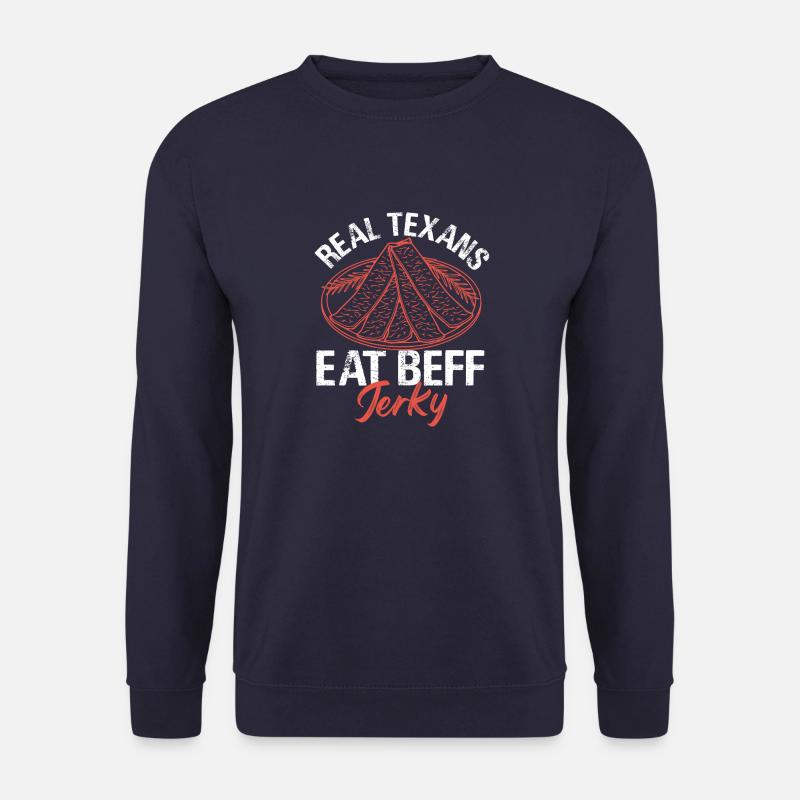 Real Texans Eat Beef Jerky Texas Dried Meat - Unisex Pullover - Navy