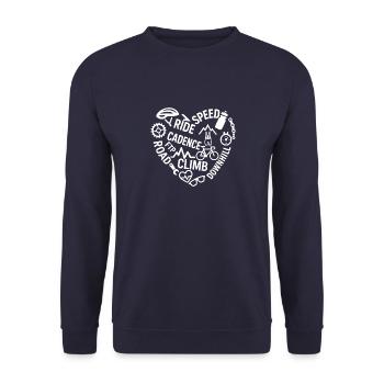 Cycling heart – cycling with passion - Unisex Sweatshirt - navy - Front - Alina (178cm) & Michal (187cm)