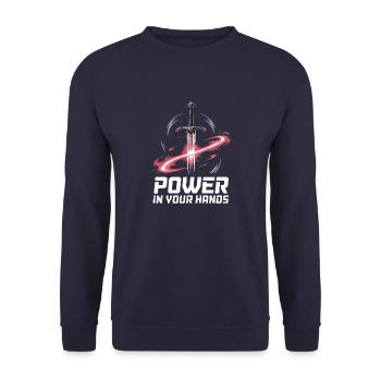 POWER IN YOUR HANDS - Unisex Sweatshirt - navy - Front - Alina (178cm) & Michal (187cm)