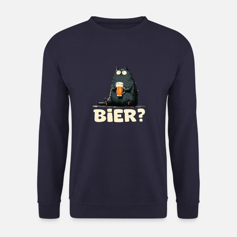 Funny cat with beer - Unisex Sweatshirt - navy