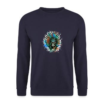 Crâne de chef indien - Sweat-shirt Unisexe - marine - Devant - Alina (178cm) & Michal (187cm)