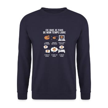 Ce que je fais de mon temps libre Pizza Addict - Sweat-shirt Unisexe - marine - Devant - Alina (178cm) & Michal (187cm)