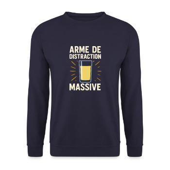 T-shirt humour pastis Arme de distraction massive - Sweat-shirt Unisexe - marine - Devant - Alina (178cm) & Michal (187cm)