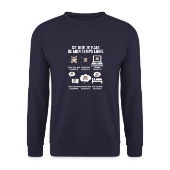 Ce que je fais de mon temps libre Ragamuffin - Sweat-shirt Unisexe - marine - Devant - Alina (178cm) & Michal (187cm)