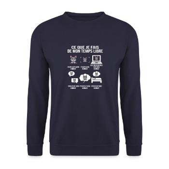 Ce que je fais de mon temps libre Korat - Sweat-shirt Unisexe - marine - Devant - Alina (178cm) & Michal (187cm)