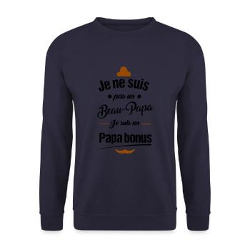 beau papa t-shirt cadeau humour citations drôles - Sweat-shirt Unisexe - marine - Devant - Alina (178cm) & Michal (187cm)