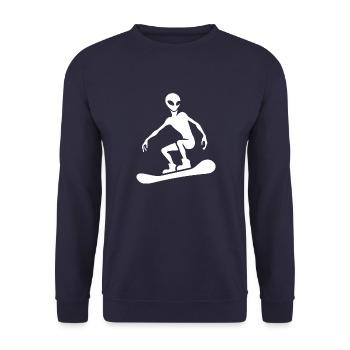 Design minimaliste : Alien Snowboarder - Sweat-shirt Unisexe - marine - Devant - Alina (178cm) & Michal (187cm)