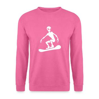 Minimalistisches Design: Alien Snowboarder - Unisex Pullover - Pink - Vorne