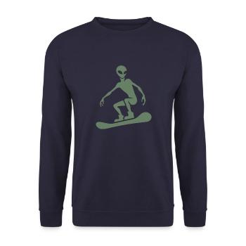 Design minimaliste : Alien Snowboarder Silhoue - Sweat-shirt Unisexe - marine - Devant - Alina (178cm) & Michal (187cm)