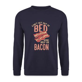 Funny Bacon Lover Breakfest Meat Saying - Unisex Pullover - Navy - Vorne - Alina (178cm) & Michal (187cm)