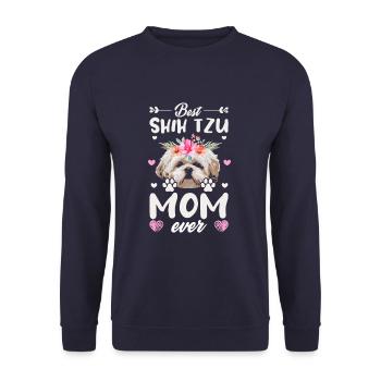 Best Shih Tzu Mom Ever Funny Shih Tzu Dog Owner - Unisex Pullover - Navy - Vorne - Alina (178cm) & Michal (187cm)