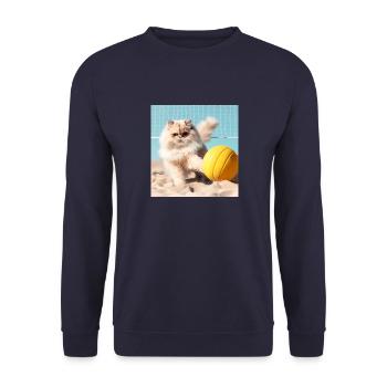 Le chat persan Negan joue au beach-volley - Sweat-shirt Unisexe - marine - Devant - Alina (178cm) & Michal (187cm)