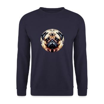 Polygonal Carlin Chien Rond - Sweat-shirt Unisexe - marine - Devant - Alina (178cm) & Michal (187cm)