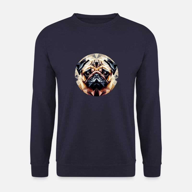 Polygonal Pug Dog Round - Unisex Sweatshirt - navy