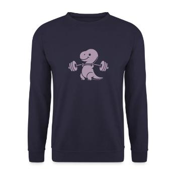 T-Rex avec entraînement avec haltères - Sweat-shirt Unisexe - marine - Devant - Alina (178cm) & Michal (187cm)