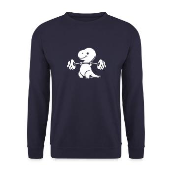 T-Rex avec entraînement avec haltères - Sweat-shirt Unisexe - marine - Devant - Alina (178cm) & Michal (187cm)