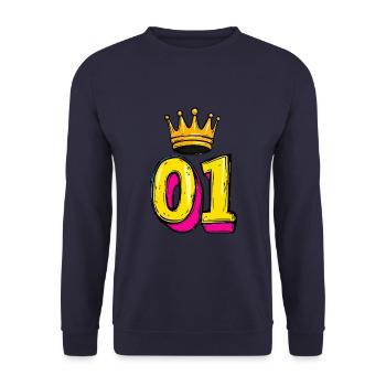 1 Number Jersey Number Crown - Unisex Sweatshirt - navy - Front - Alina (178cm) & Michal (187cm)