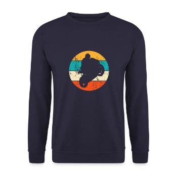 Motorradfahrer Motorradfahren - Unisex Pullover - Navy - Vorne - Alina (178cm) & Michal (187cm)