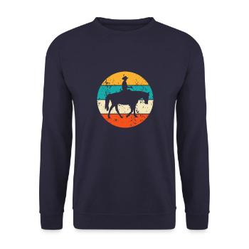 Cowboy Westernreiter Westernreiten Reitsport - Unisex Pullover - Navy - Vorne - Alina (178cm) & Michal (187cm)