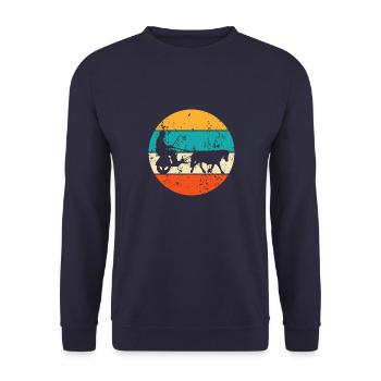 Vintage Retro Pferdekutsche Kutsche Kutscher - Unisex Pullover - Navy - Vorne - Alina (178cm) & Michal (187cm)
