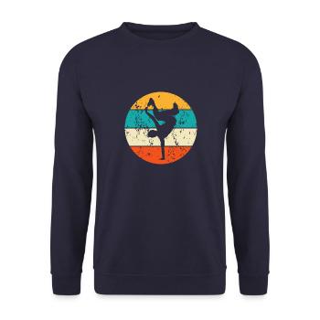 Vintage Retro Breakdancing Breakdancer Breakdance - Unisex Pullover - Navy - Vorne - Alina (178cm) & Michal (187cm)