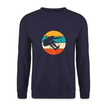 Vintage Retro Weitspringer Weitsprung Weitspringen - Unisex Pullover - Navy - Vorne - Alina (178cm) & Michal (187cm)