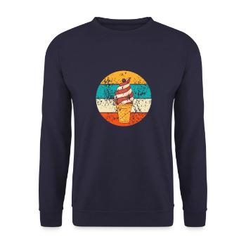 Vintage Retro Softeis Waffeleis - Unisex Pullover - Navy - Vorne - Alina (178cm) & Michal (187cm)