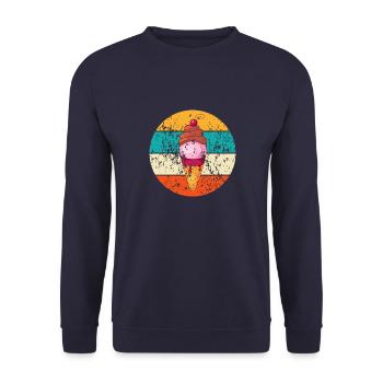 Vintage Retro Eistüte Waffeleis - Unisex Pullover - Navy - Vorne - Alina (178cm) & Michal (187cm)