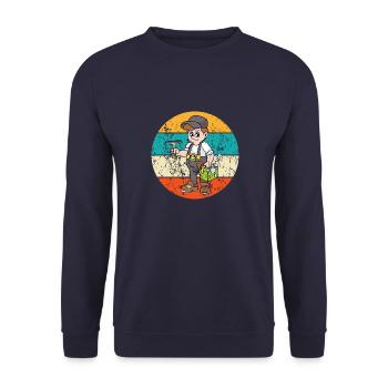 Fensterputzer Fensterreinigung Fenster Putzen - Unisex Pullover - Navy - Vorne - Alina (178cm) & Michal (187cm)