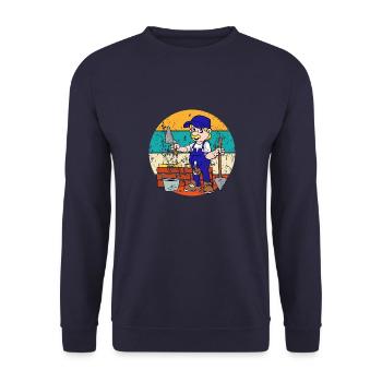 Vintage Retro Maurermeister Maurer - Unisex Pullover - Navy - Vorne - Alina (178cm) & Michal (187cm)