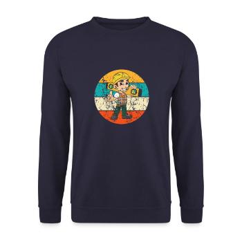 Bauarbeiter Wasserwaage Bauen Strassenbau - Unisex Pullover - Navy - Vorne - Alina (178cm) & Michal (187cm)