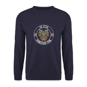 Brasilianisches Jiu Jitsu und Grappling - Jiu - Unisex Pullover - Navy - Vorne - Alina (178cm) & Michal (187cm)