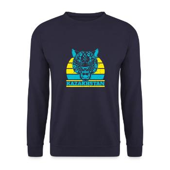 Kasachstan Astana National Tier Herkunft UdSSR - Unisex Pullover - Navy - Vorne - Alina (178cm) & Michal (187cm)