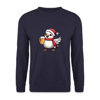 Dove Bird Christmas Beer Funny - Unisex Sweatshirt - navy - Front - Alina (178cm) & Michal (187cm)