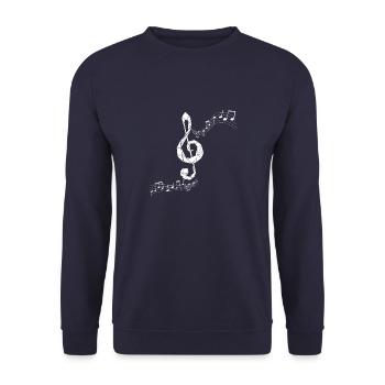Musiknoten Musik Musiker Notenschlüssel Noten - Unisex Pullover - Navy - Vorne - Alina (178cm) & Michal (187cm)