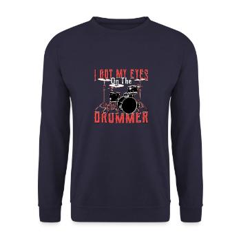 Lustige Schlagzeuger Musiker und Schlagzeugliebhab - Unisex Pullover - Navy - Vorne - Alina (178cm) & Michal (187cm)