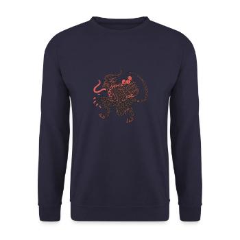 Okkulter Krampus Anti-Weihnachts-Dämon - Unisex Pullover - Navy - Vorne - Alina (178cm) & Michal (187cm)