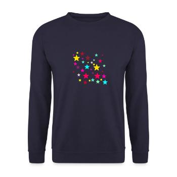 Stars, star, colorful stars - Unisex Sweatshirt - navy - Front - Alina (178cm) & Michal (187cm)