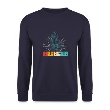 Indonesien Reise Bali Wayang Kulit Schatten - Unisex Pullover - Navy - Vorne - Alina (178cm) & Michal (187cm)