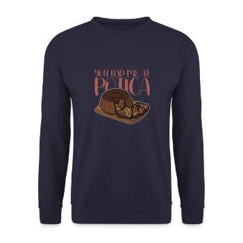 Potica Rollkuchen Slovenska Backen Bäcker - Unisex Pullover - Navy - Vorne - Alina (178cm) & Michal (187cm)