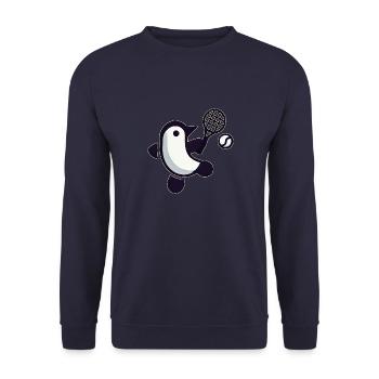 Pingouin Tennis Joueur de Tennis Minimaliste - Sweat-shirt Unisexe - marine - Devant - Alina (178cm) & Michal (187cm)