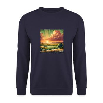 Saskatchewan Kanada Himmel Leuchtende Farben Lila - Unisex Pullover - Navy - Vorne - Alina (178cm) & Michal (187cm)