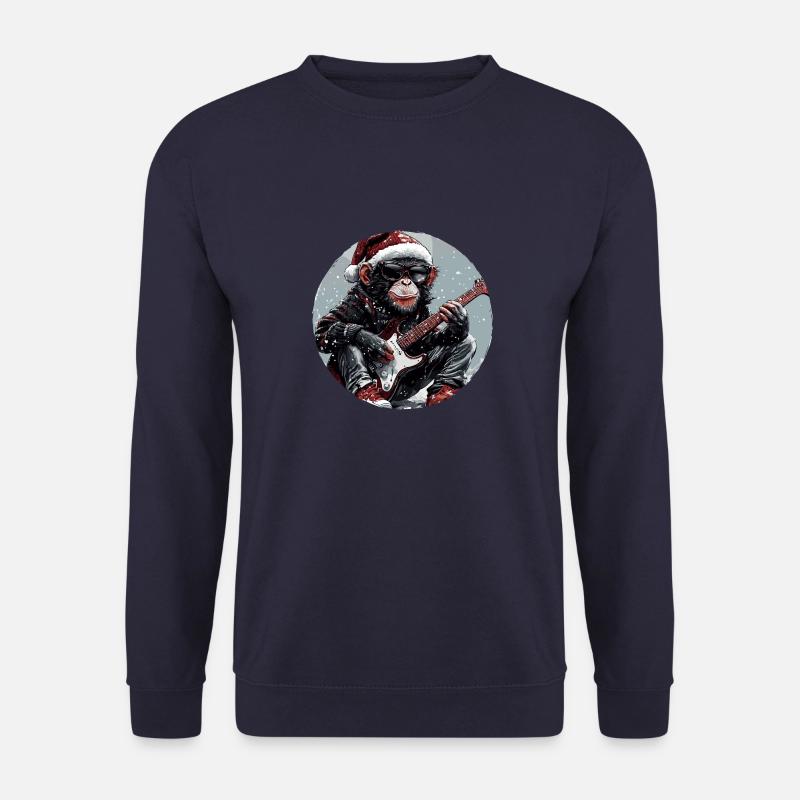 Affe Weihnachten Rocker Gitarre - Unisex Pullover - Navy