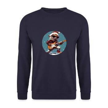 Cheetah Christmas Rocker Guitar - Unisex Sweatshirt - navy - Front - Alina (178cm) & Michal (187cm)