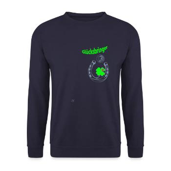 Glücksbringer - Unisex Pullover - Navy - Vorne - Alina (178cm) & Michal (187cm)