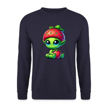 Bizarre Alien fraise chapeau dessin animé fruit - Sweat-shirt Unisexe - marine - Devant - Alina (178cm) & Michal (187cm)