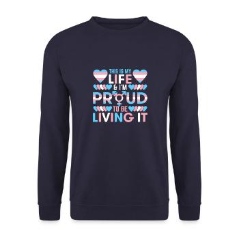 Transgenre Cadeaux Sort Fierté Gay Pride - Sweat-shirt Unisexe - marine - Devant - Alina (178cm) & Michal (187cm)