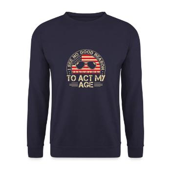 Vintage Act My Age Drôle de jeu de mots Humour adulte - Sweat-shirt Unisexe - marine - Devant - Alina (178cm) & Michal (187cm)