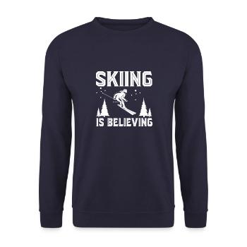 Skiier Gears Ski Winter Lifestyle Bekleidung Sport - Unisex Pullover - Navy - Vorne - Alina (178cm) & Michal (187cm)